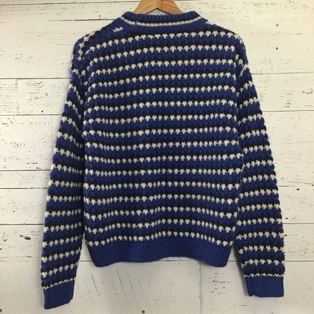 Rebecca Minkoff KatherineWaved Stripe Chunky Knit Sweater in Blue Multi Medium  - Picture 8 of 16